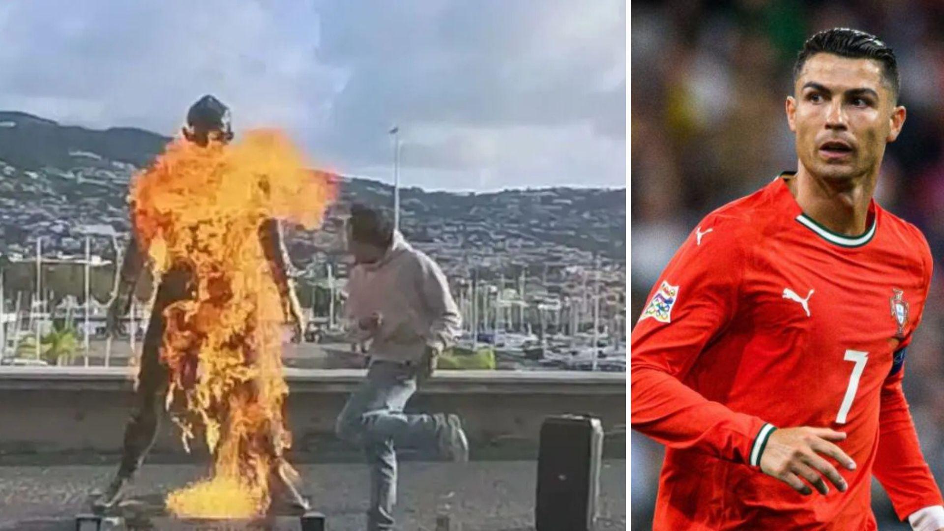 Κριστιάνο Ρονάλντο: Έβαλαν φωτιά στο άγαλμά του έξω από το μουσείο «CR7»
